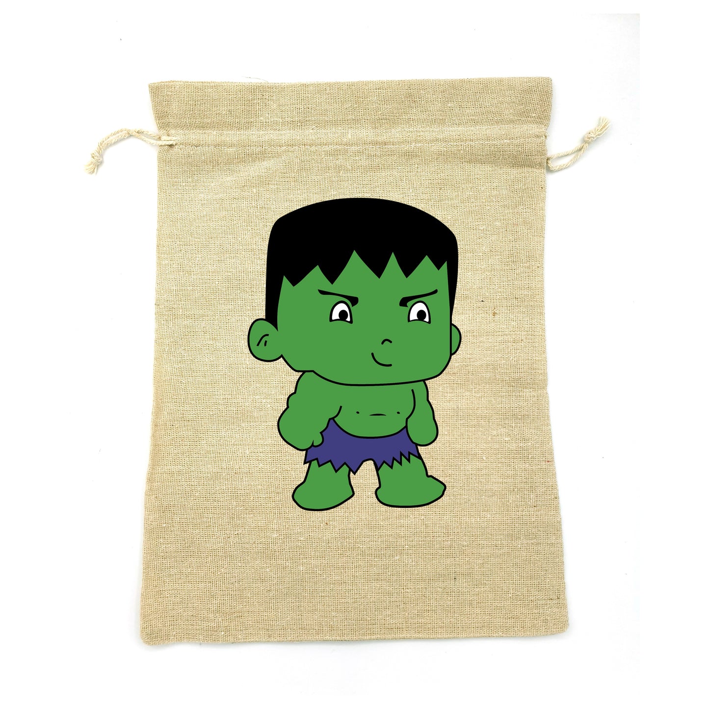 Sacs en tissu avec cordon à personnaliser avec le prénom pour l'école, loisir activités rangement doudou jouet motif Hulk