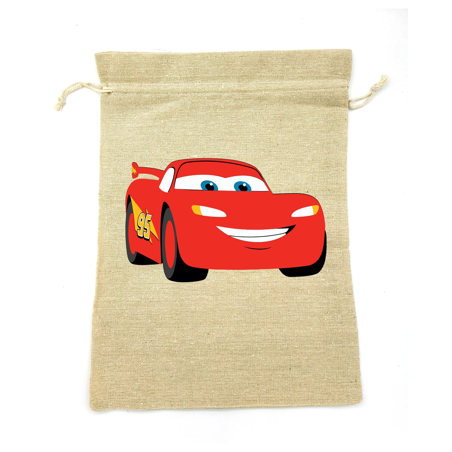 Sacs en tissu avec cordon à personnaliser avec le prénom pour l'école loisir activités rangement doudou jouet motif cars