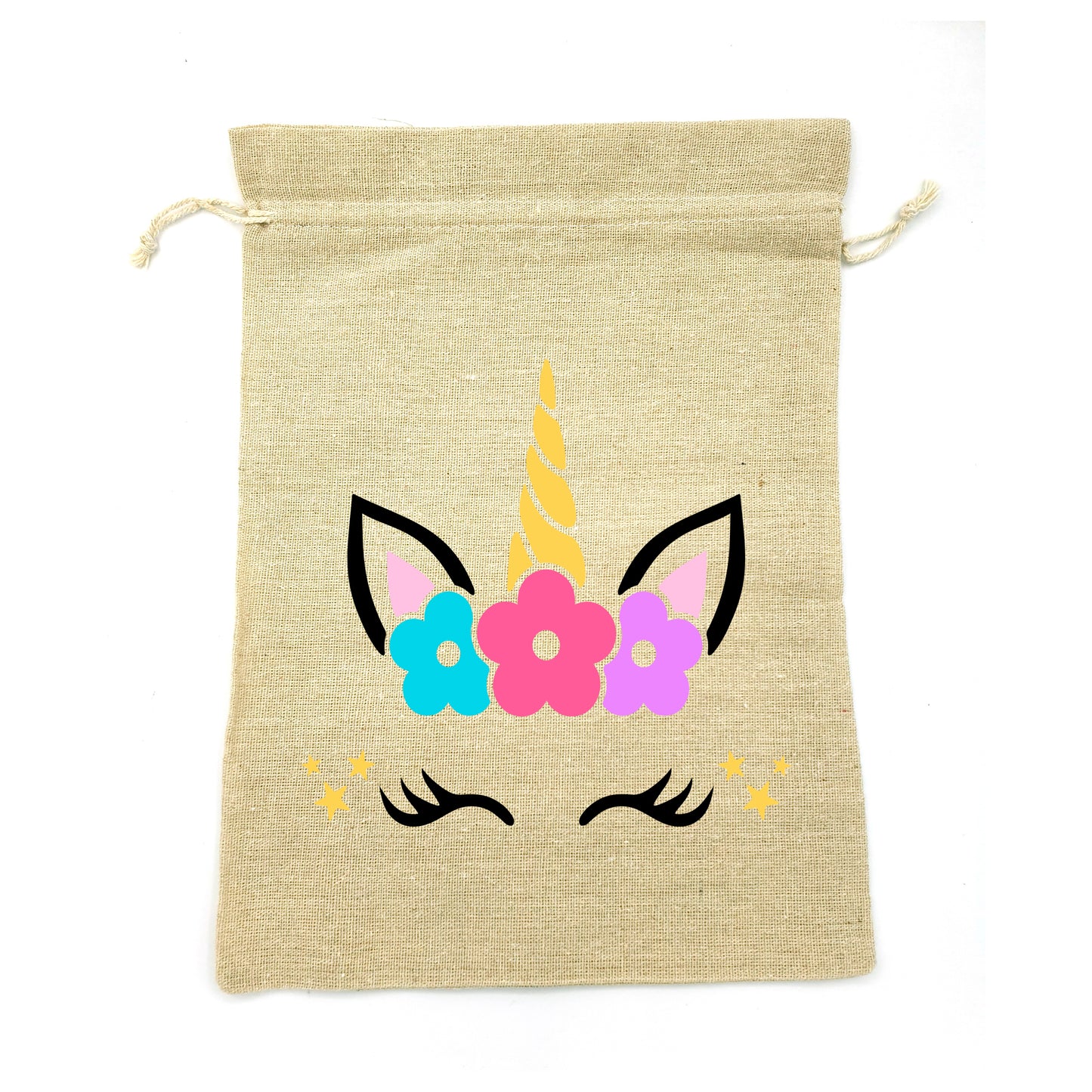 Sacs en tissu avec cordon à personnaliser avec le prénom pour l'école loisir activités rangement doudou jouet motif Licorne 2