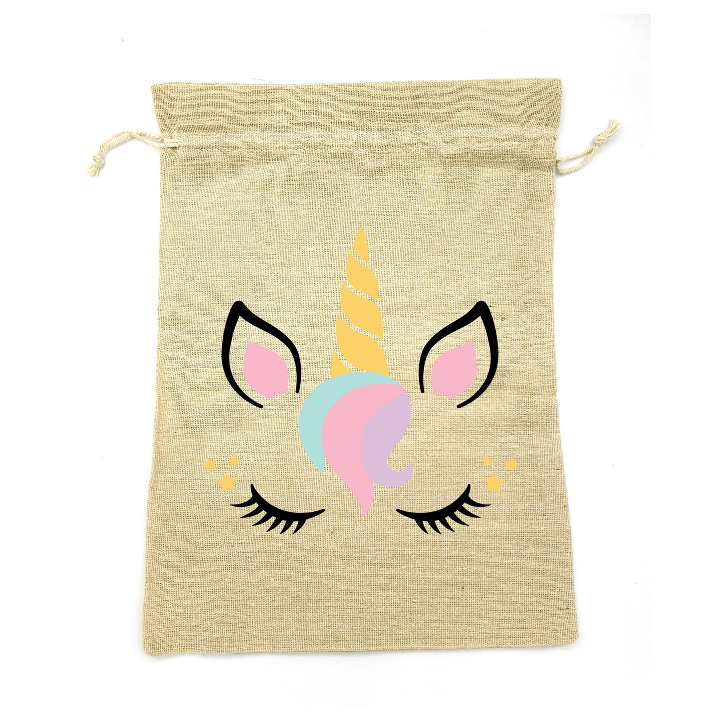 Sacs en tissu avec cordon à personnaliser avec le prénom pour l'école loisir activités rangement doudou jouet motif Licorne 1