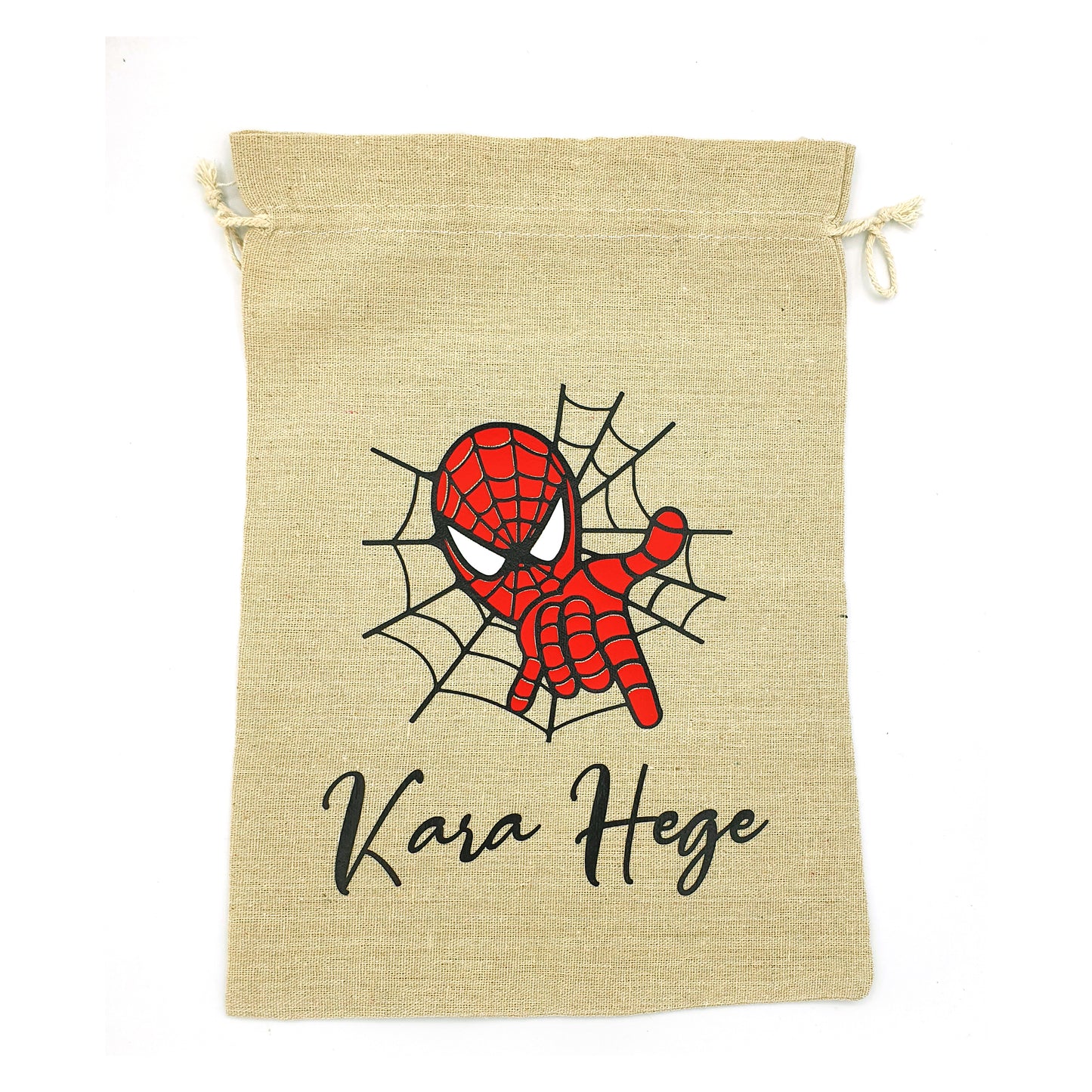 Sacs en tissu avec cordon à personnaliser avec le prénom pour l'école loisir activités rangement doudou jouet motif spiderman