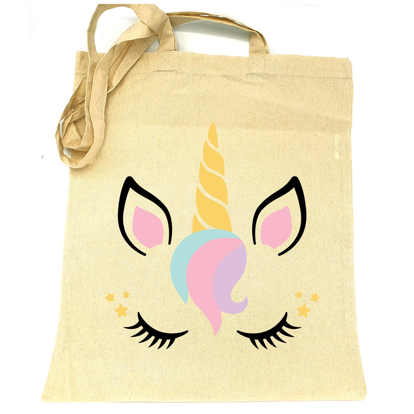 Sac en tissu 100% coton grand tote bag enfant adulte loisir école jouet doudou à personnaliser avec le prénom nom Motif Licorne 1