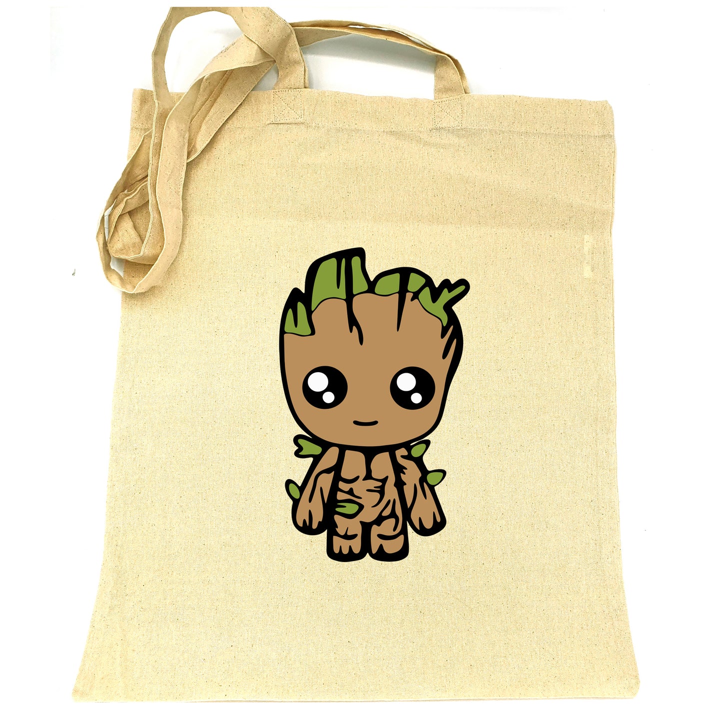 Sac en tissu 100% coton grand tote bag enfant adulte loisir école jouet doudou à personnaliser avec le prénom nom Motif Groot