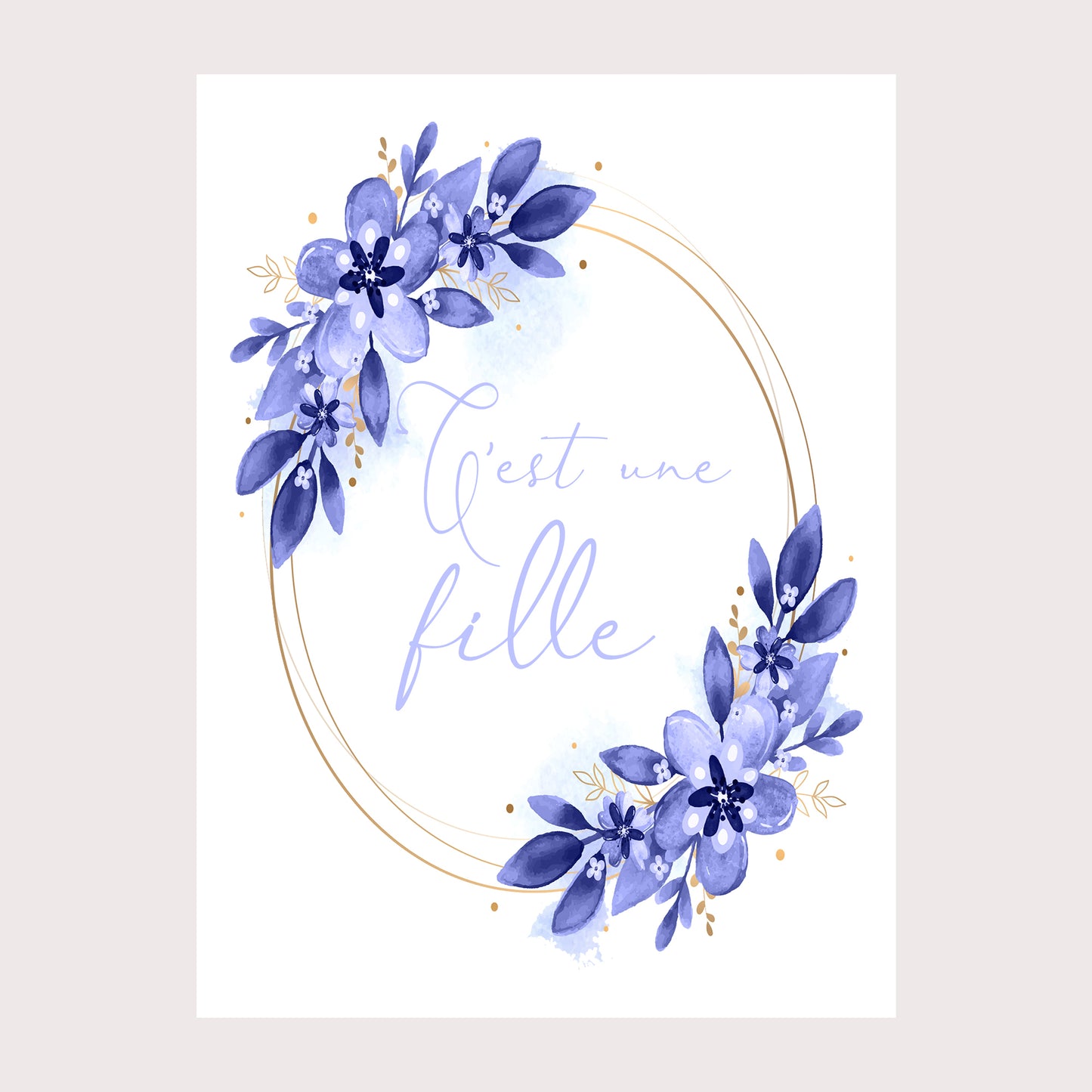 Carte étape grossesse floral bleu