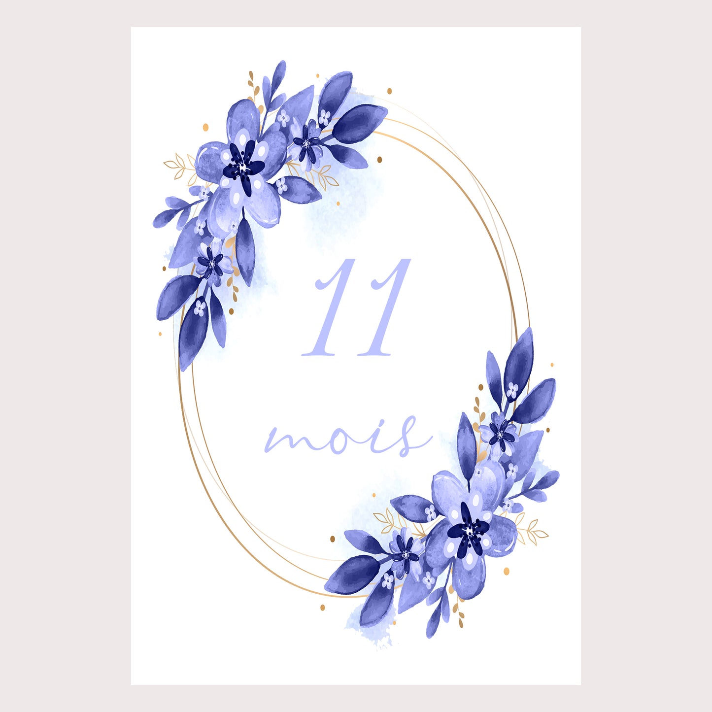 Carte étape bébé floral bleu