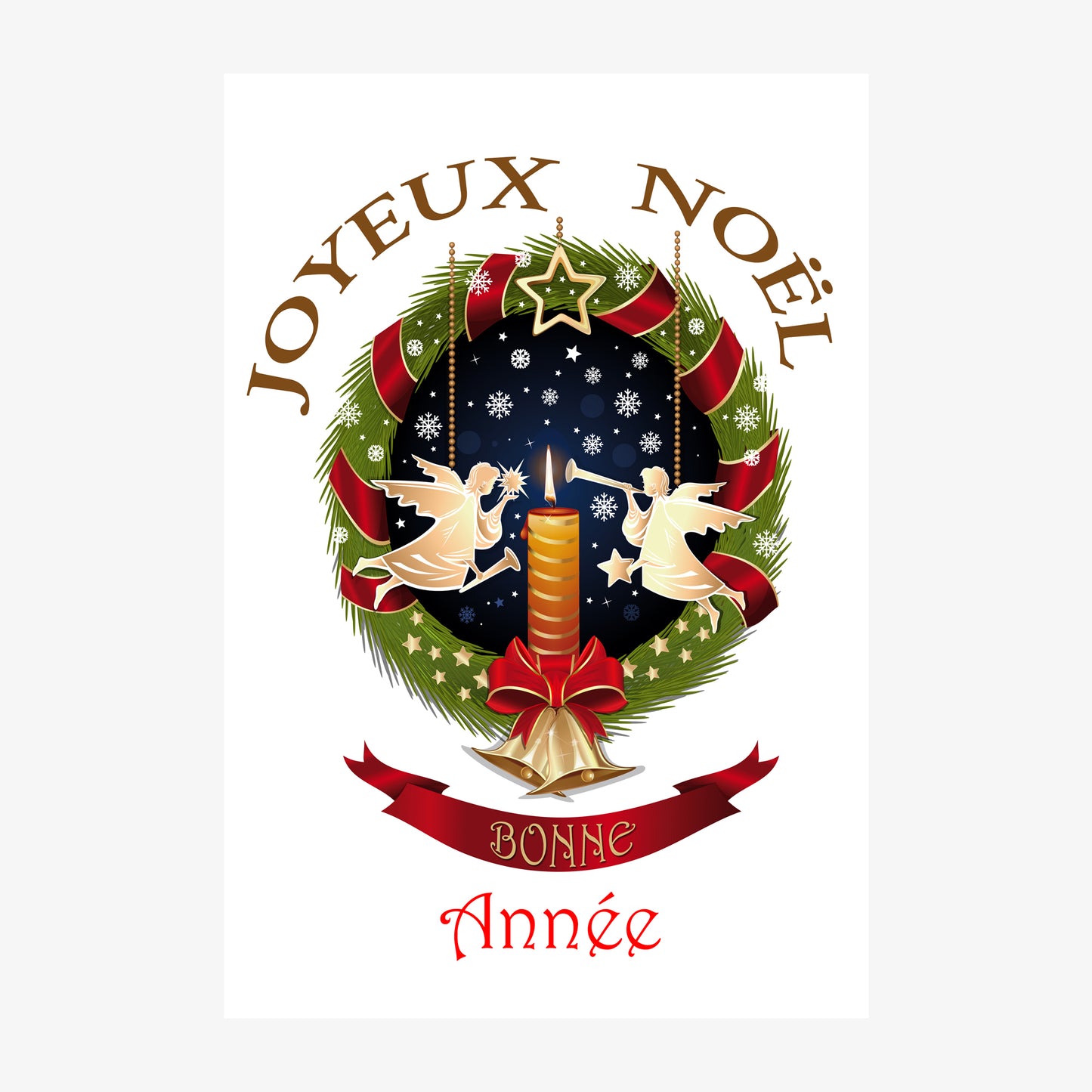 Carte de vœux bougie de noël