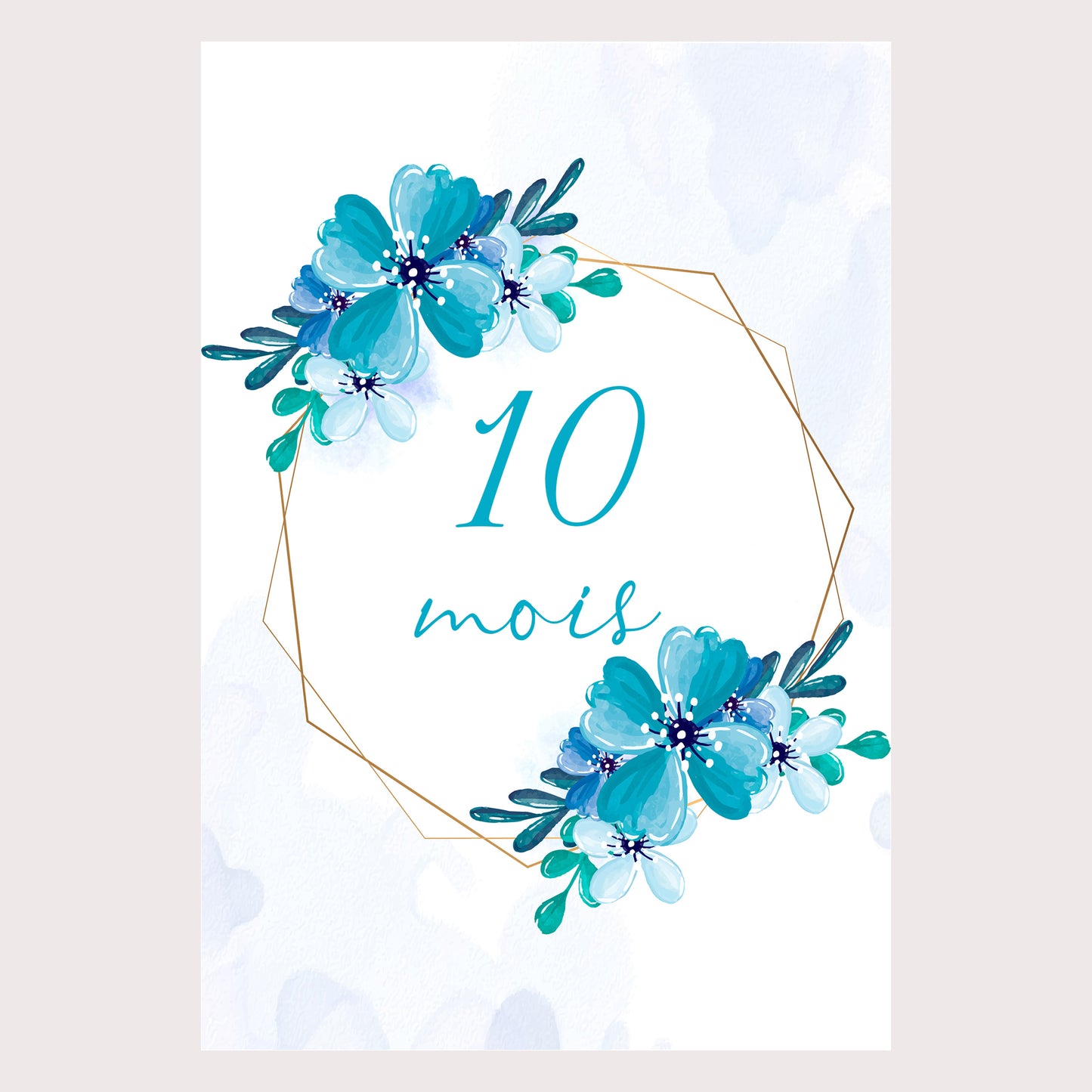 Carte étape bébé floral bleu