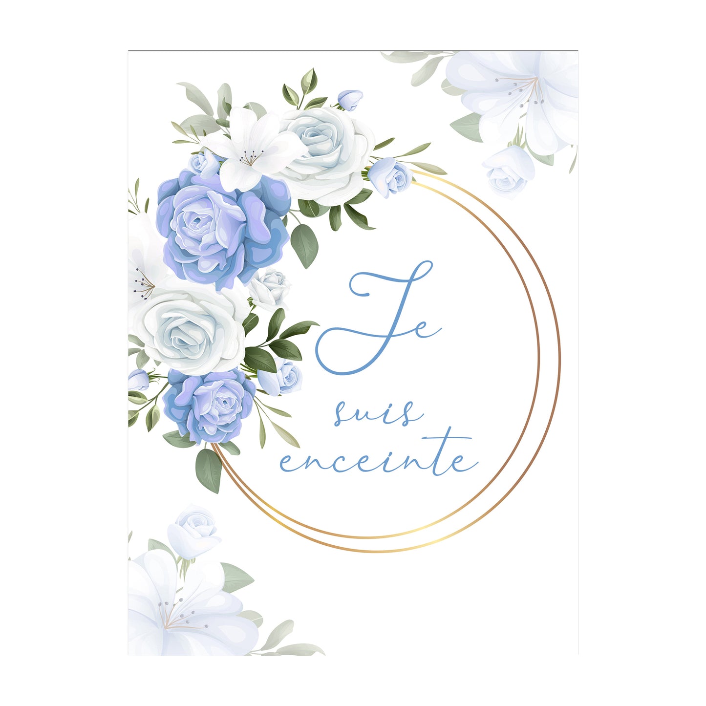 Carte étape grossesse floral bleu