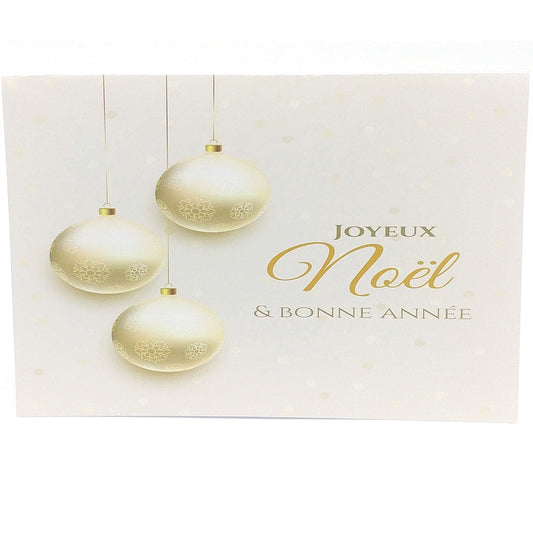 Carte de vœux de noël bonne année motif boules de noël