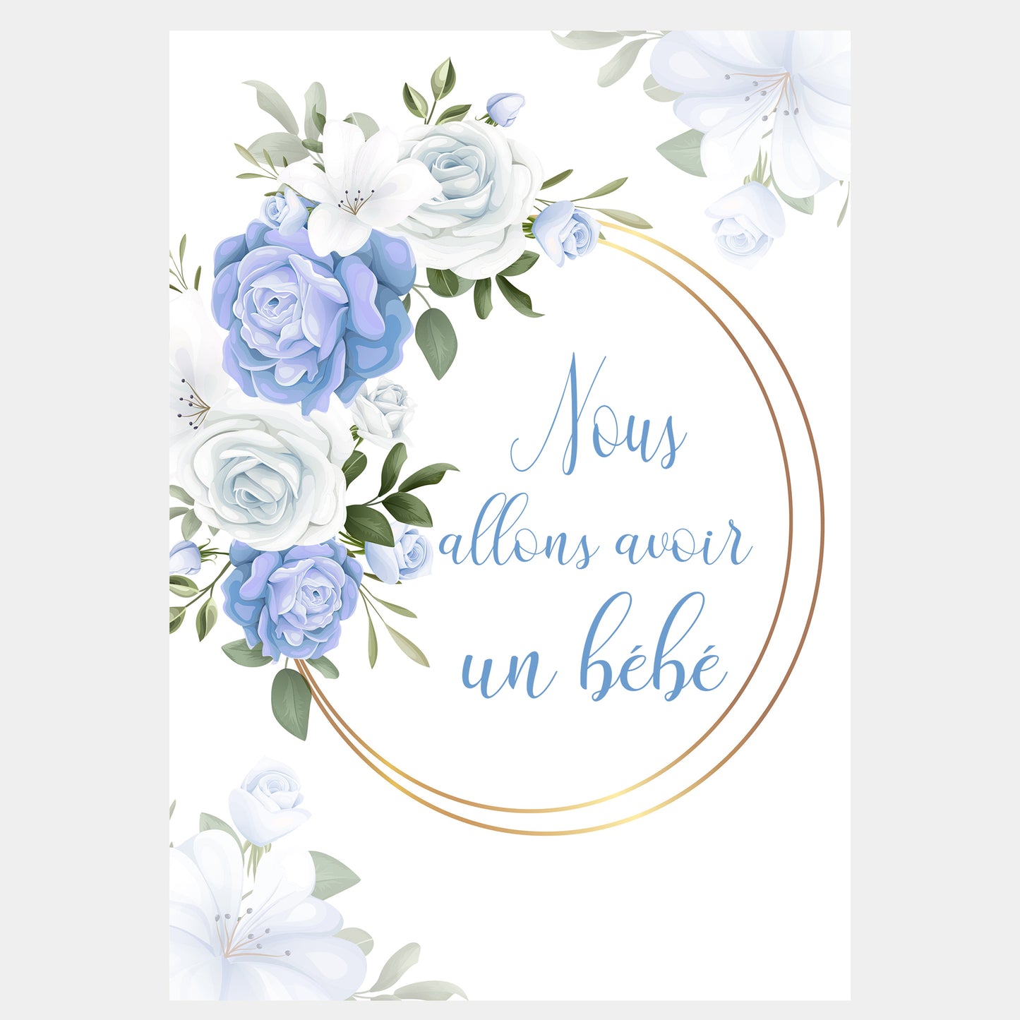 Carte étape grossesse floral bleu vert