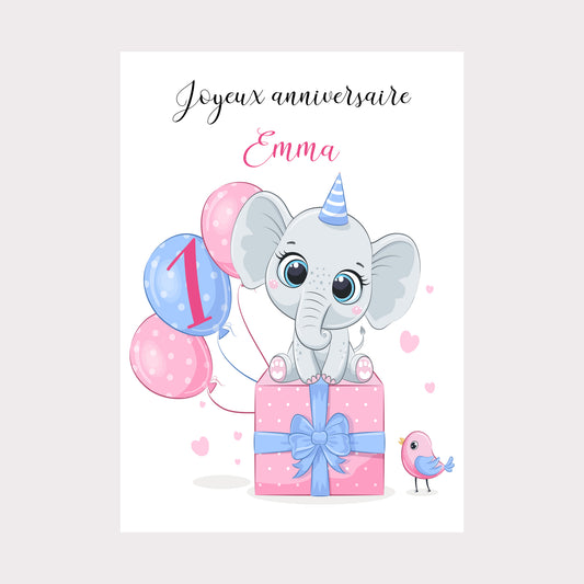 carte anniversaire elephant