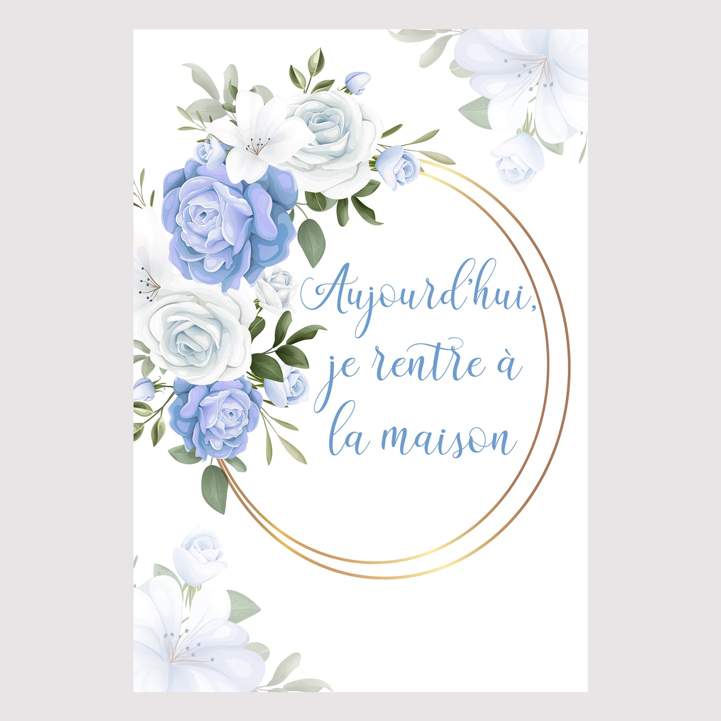 Carte étape bébé floral bleu vert