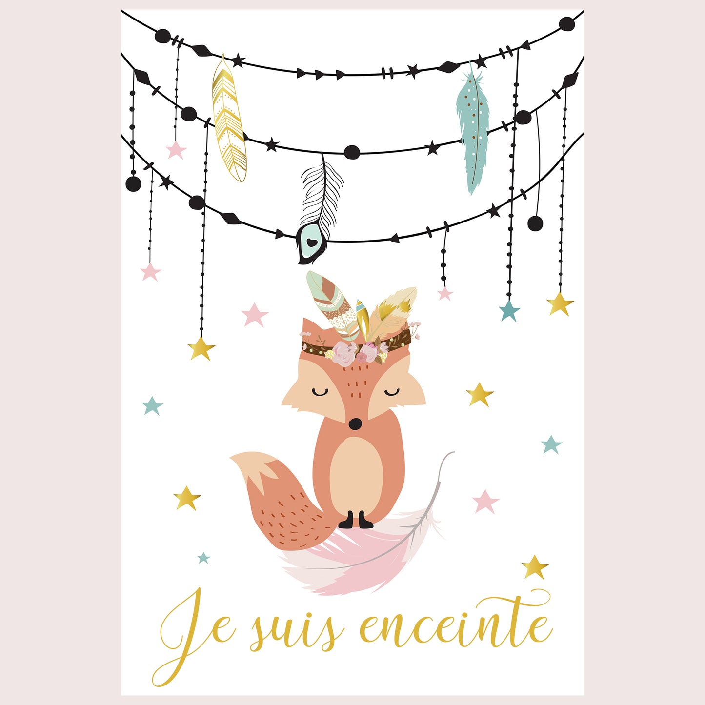 Carte étape grossesse motif renard