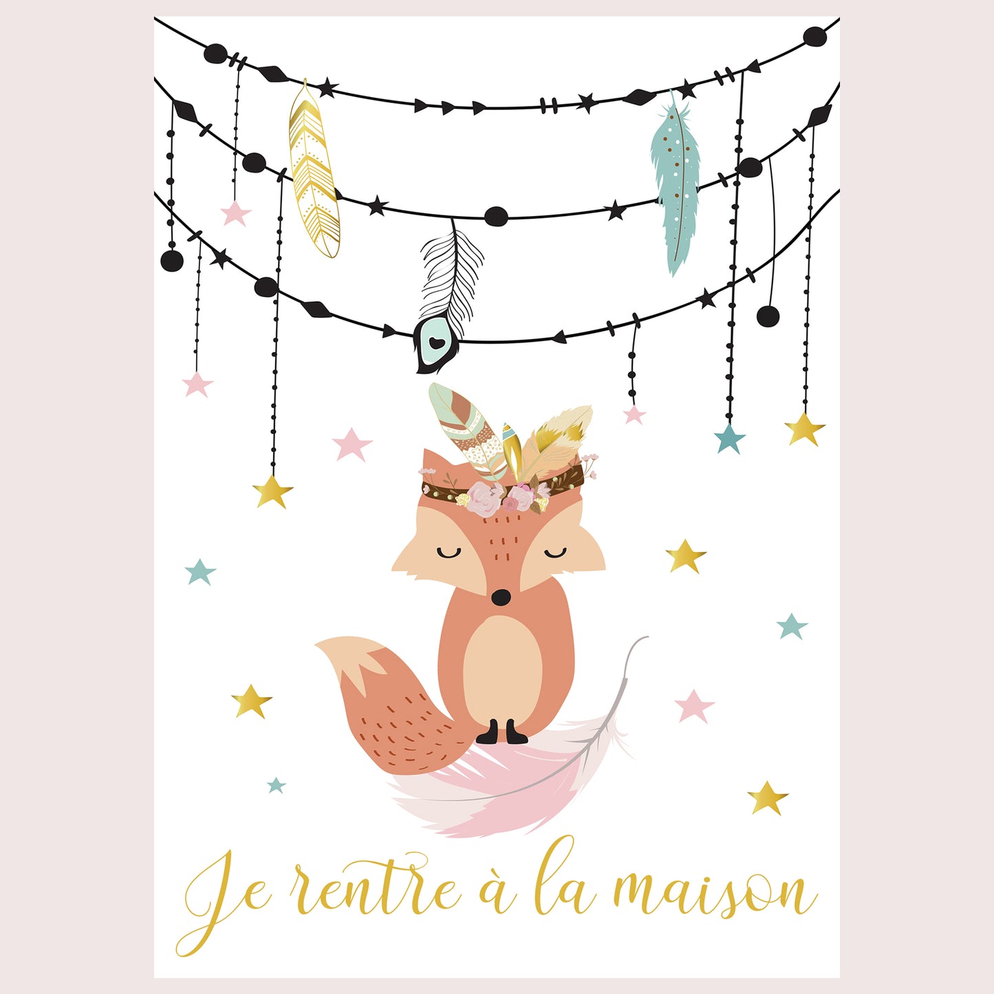 Carte étape bébé motif renard