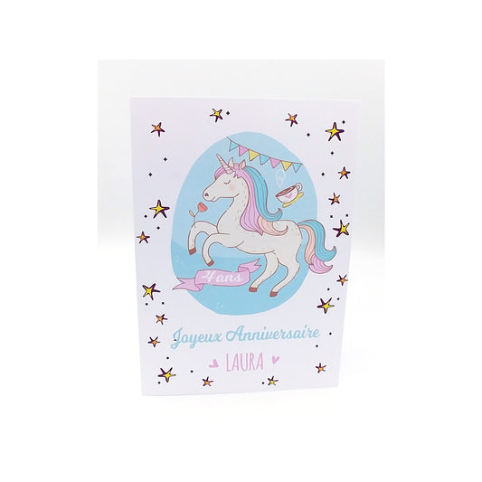 carte anniversaire licorne