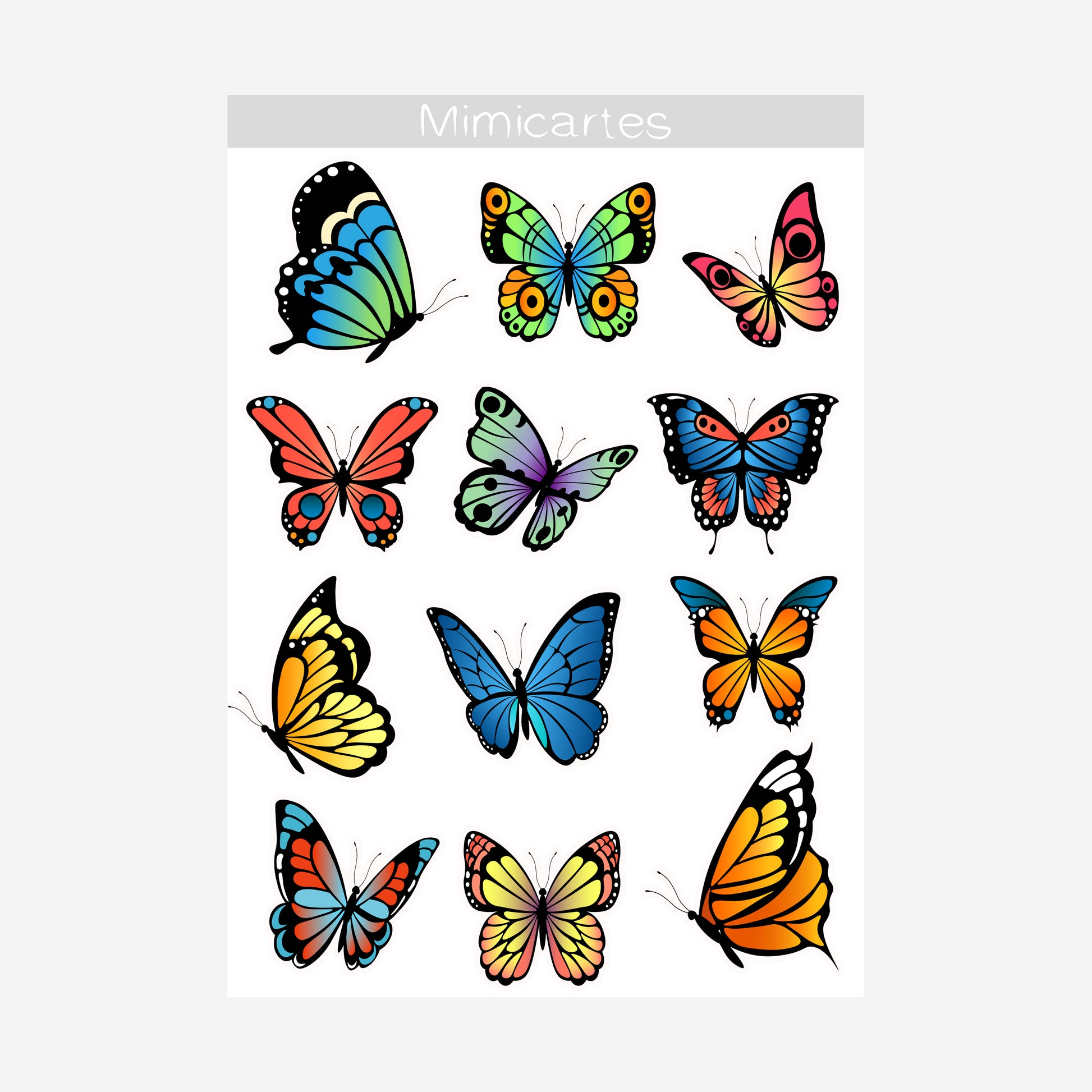 autocollant papillon couleurs