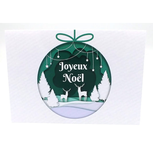 Carte de vœux motif boule de noël