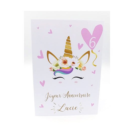 carte anniversaire licorne