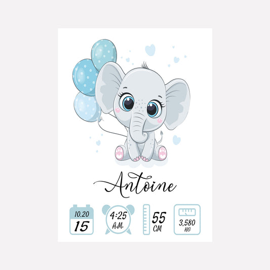 affiche de naissance éléphant