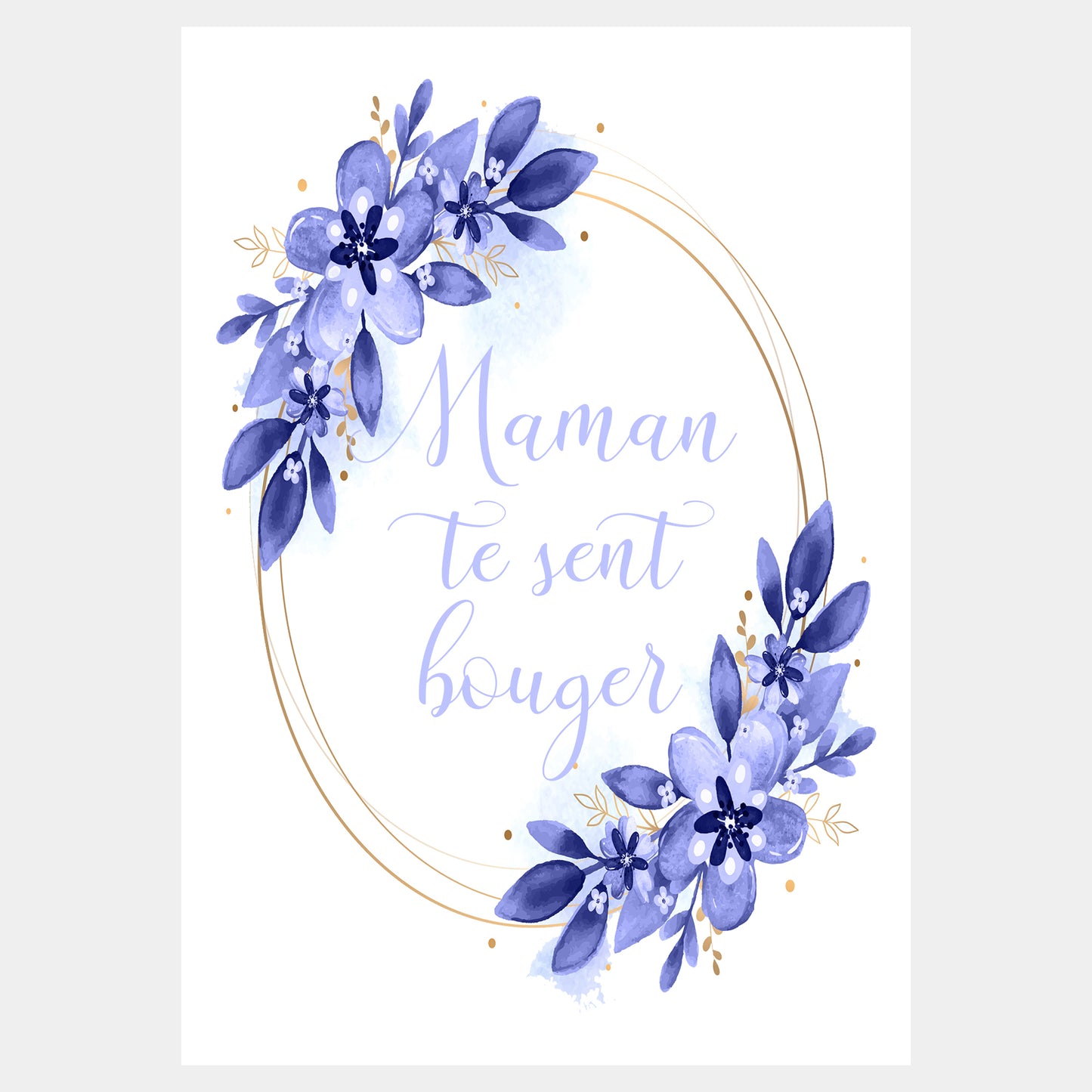 Carte étape grossesse floral bleu vert