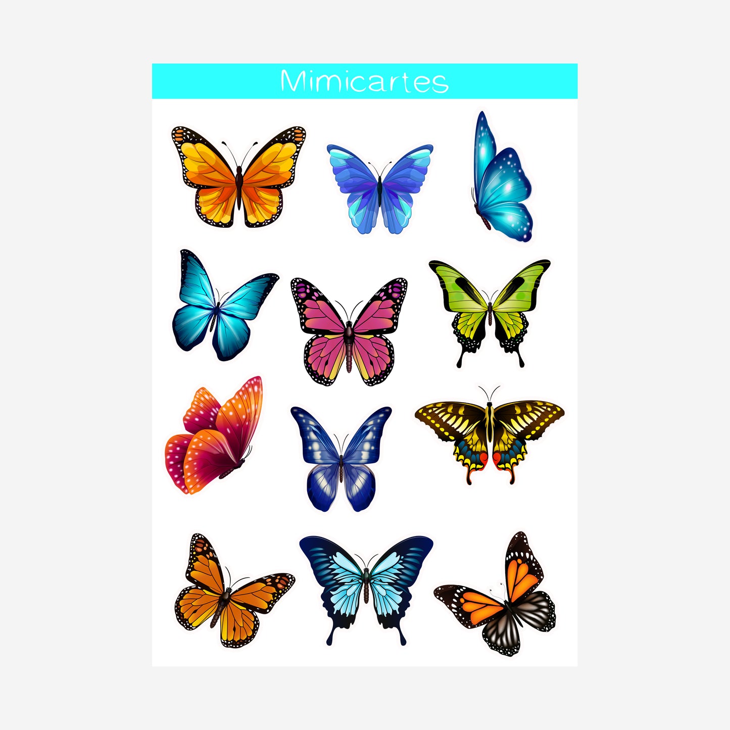 autocollant papillon bleu