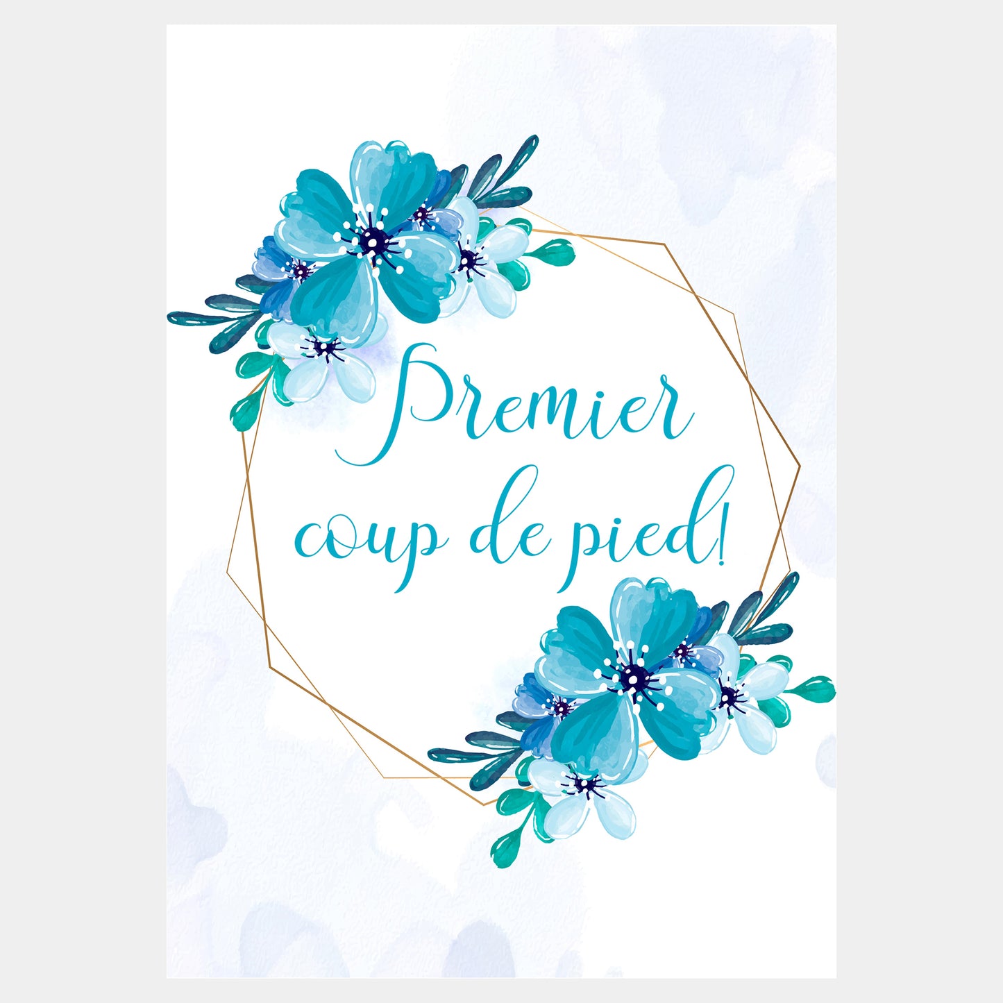 Carte étape grossesse floral bleu vert