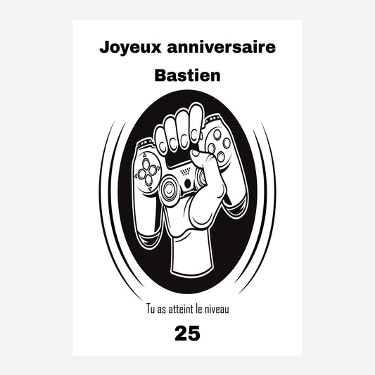 carte anniversaire jeu video