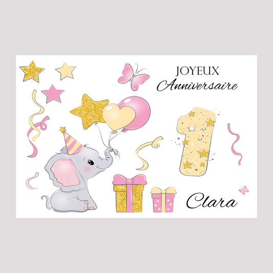 carte joyeux anniversaire éléphant