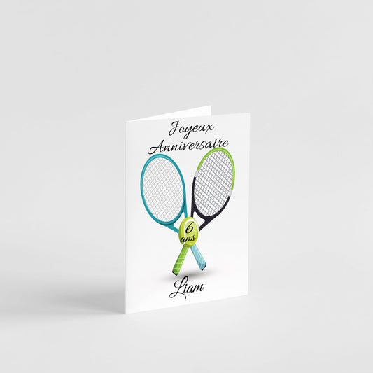 carte joyeux anniversaire tennis