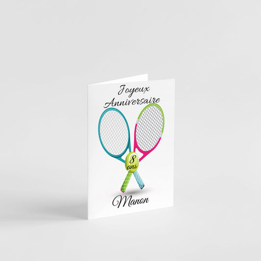 carte anniversaire tennis