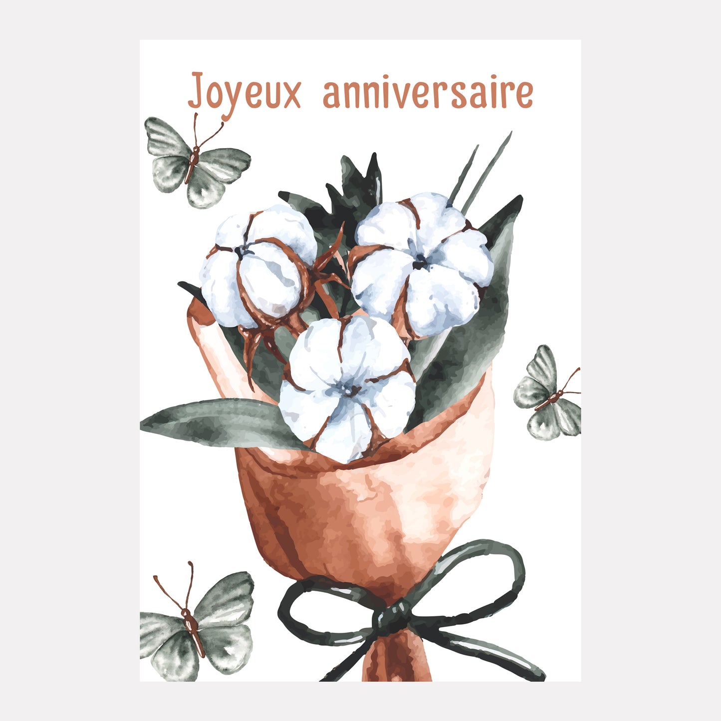 carte anniversaire bouquet de fleur blanc 