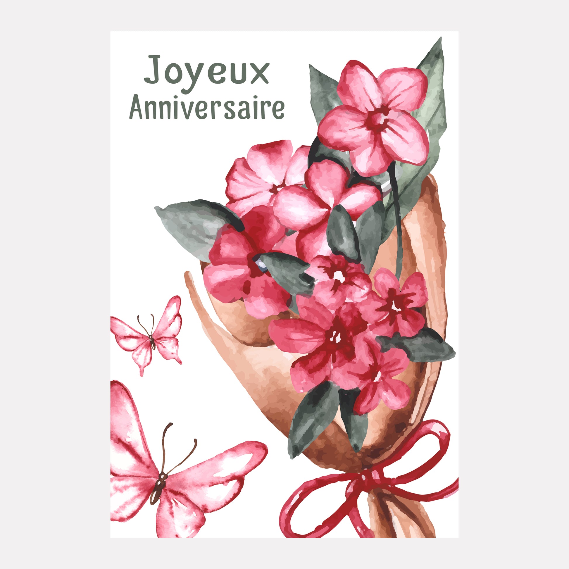 carte anniversaire bouquet floral rose