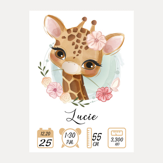 affiche naissance girafe