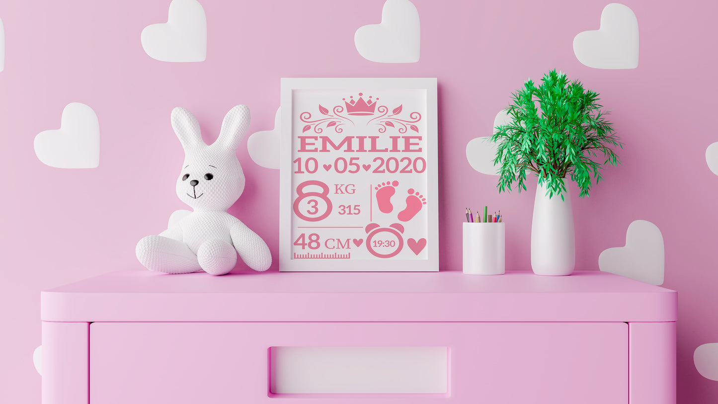 affiche de naissance fille