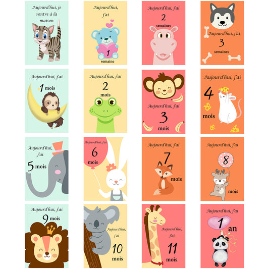 Carte étape bébé Animaux