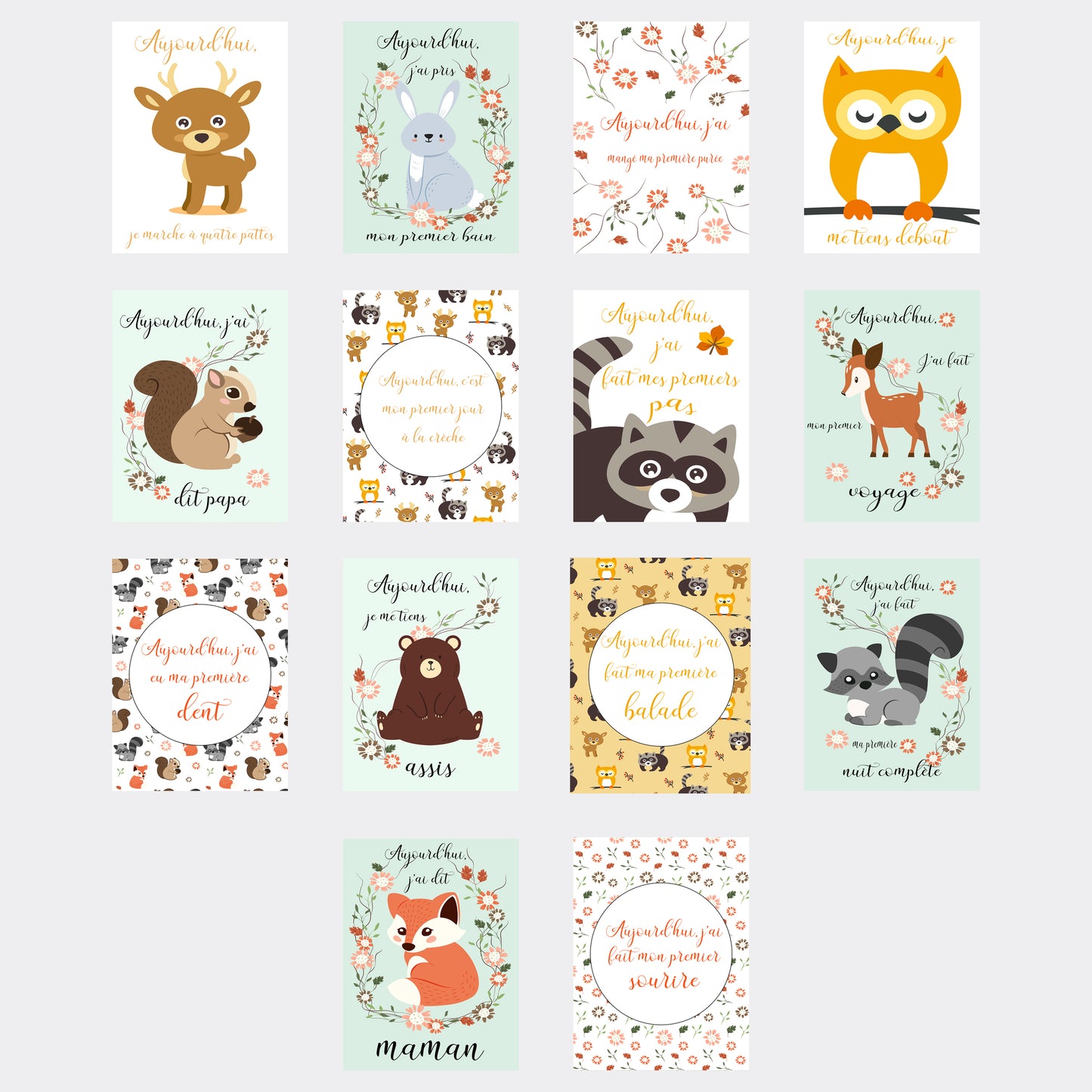 Cartes premières fois de bébé (5 variations)