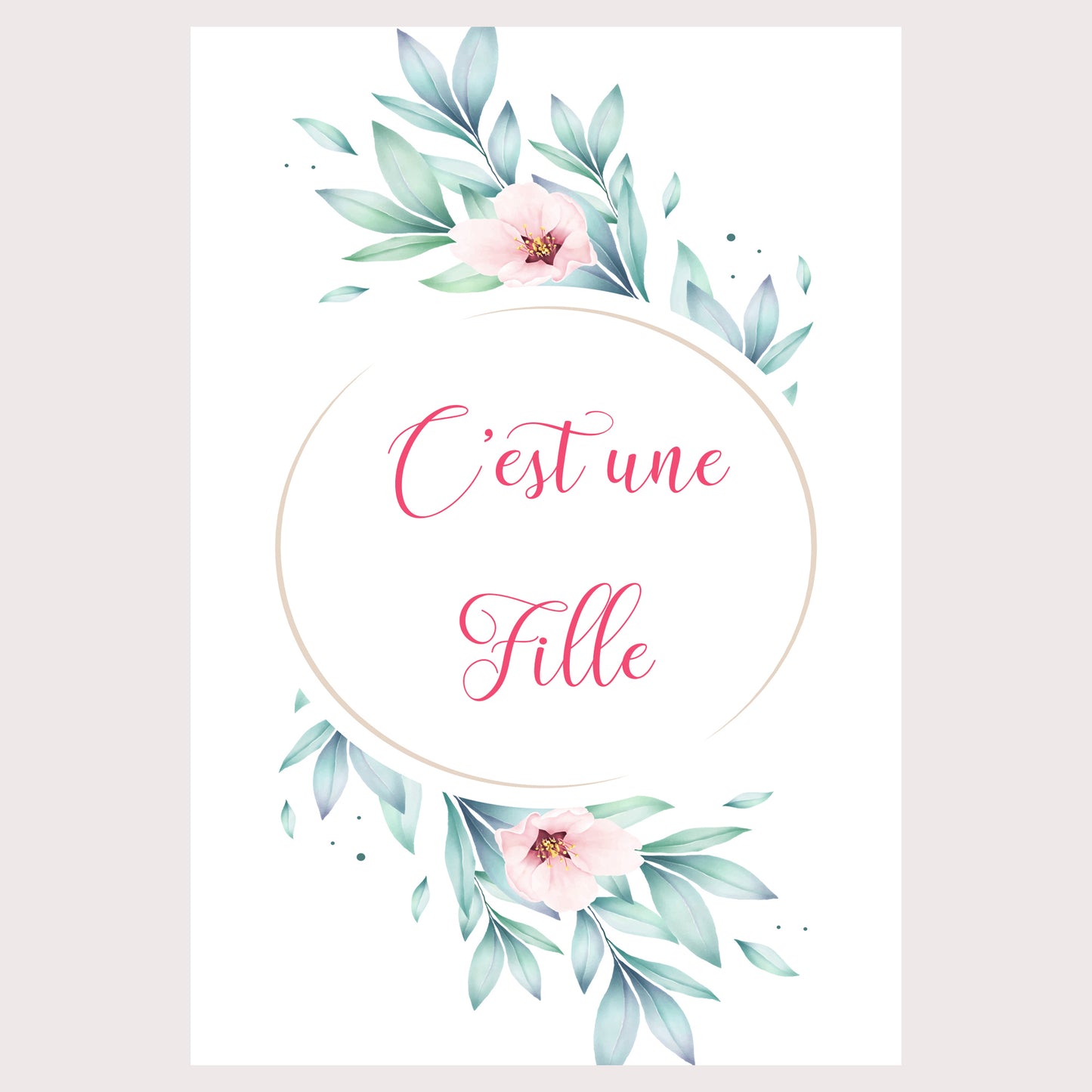 Carte étape grossesse floral vert